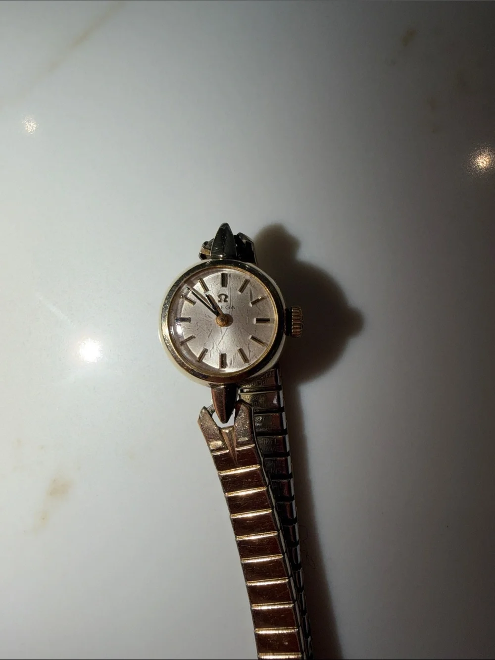 Omega Gold-Tone Ladies Bracelet Watch with Champagne Dial
